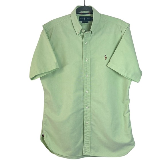 Ralph Lauren Men's Classic Fit Short Sleeve Button Down Shirt Green Size Medium - Picture 1 of 8